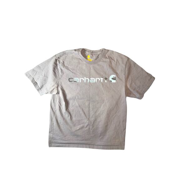Carhartt Camo Shirt Mens Large grey Original Fit Thick Cotton Short Sleeve - Picture 1 of 7